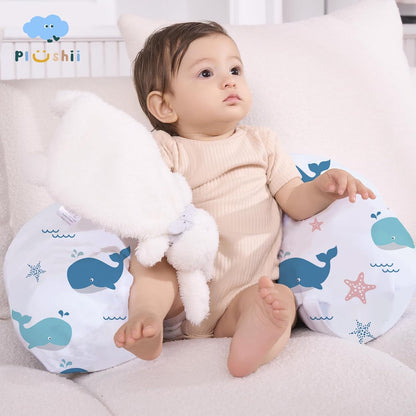 Nursing Pillow for Breastfeeding, Soft and Supportive Breastfeeding Pillow for Mom and Baby, Cute Feeding Pillow with Removable Cover for 0–12 Months, Whale