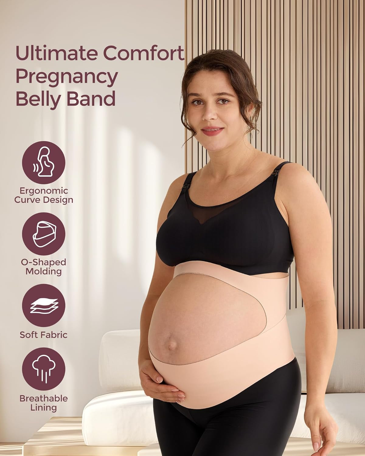 Pregnancy Belly Band, Cozysupport Ergonest Maternity Belly Band, Invisible Pregnancy Belt for Back, Abdomen, Waist
