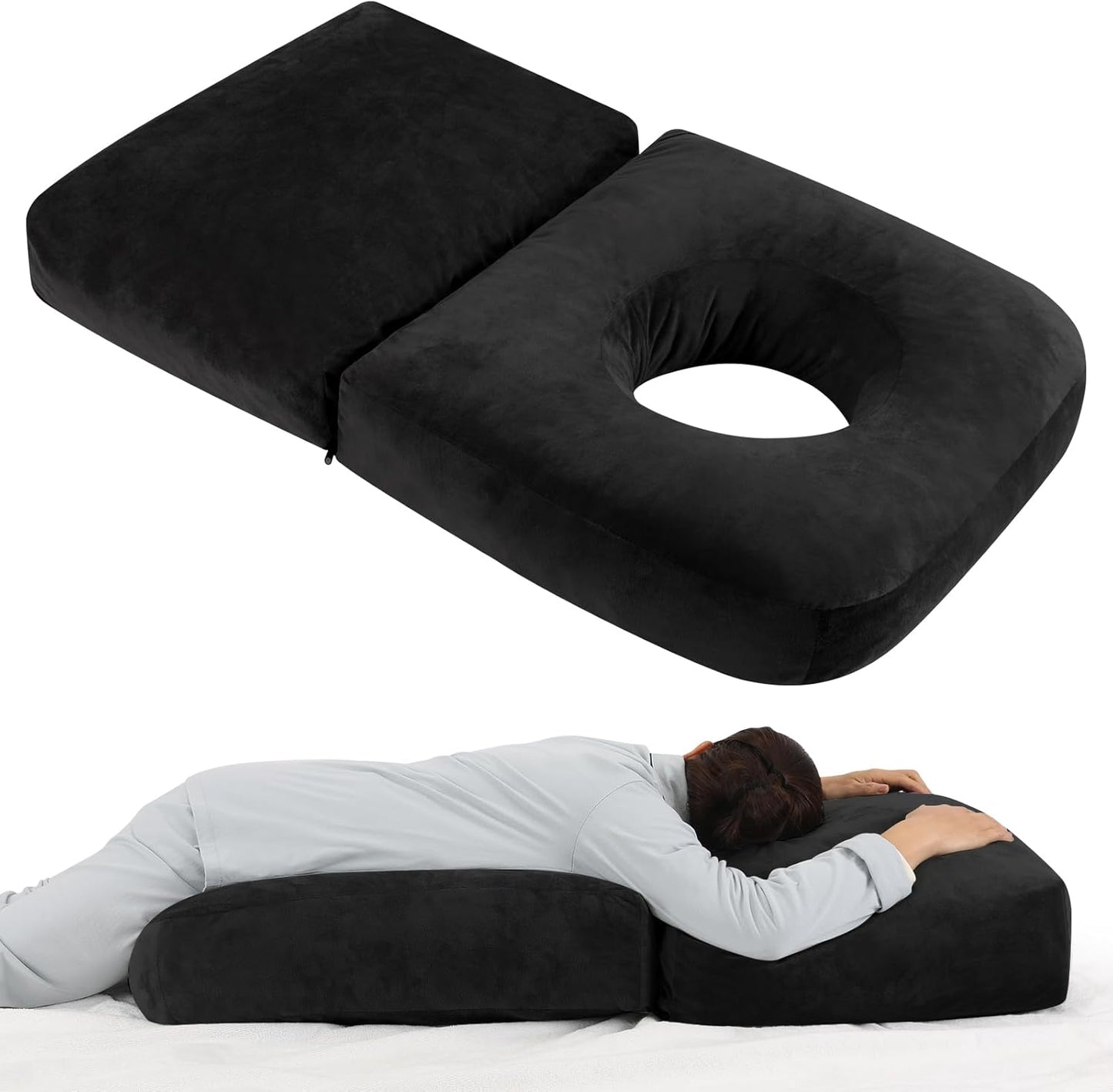 Pregnancy Pillows for Sleeping, 45.3 Inch Pregnancy Massage Pillow Full Body Pillow with Removable Cover - Support for Back, Legs, Belly, HIPS for Pregnant Women(Black)