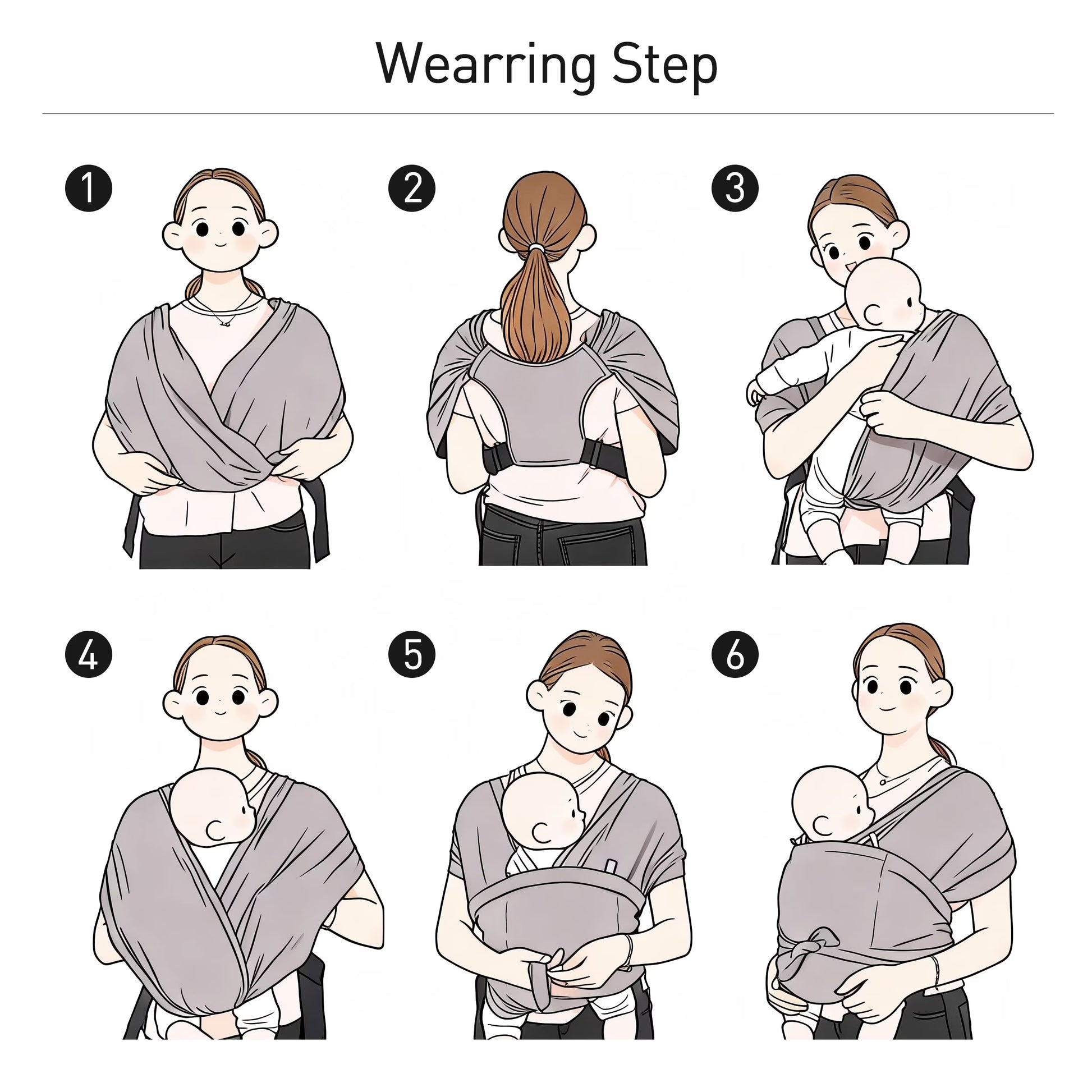 Gllquen Baby Wrap Carriers Organic Cotton Slings, for Toddlers, Infant, Newborn 35 Lbs, Dark Gray
