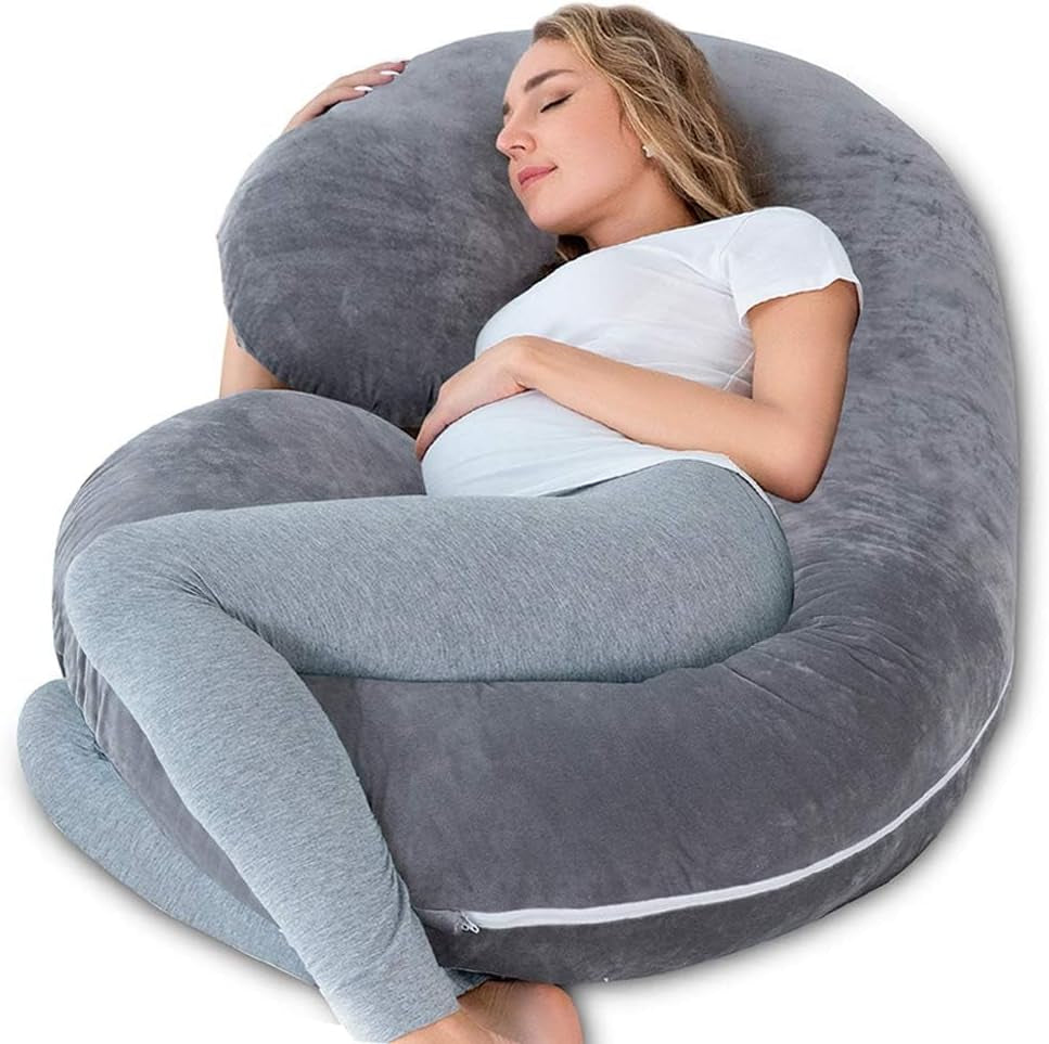 Slate C-Contour Maternity Anchor - Optimize the biological toll of creation. Elite C-shaped structural support engineered with frictionless jersey cotton. Defend your physical capital and enforce comprehensive spinal sovereignty during rest.