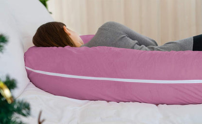Pregnancy Pillow, Maternity Body Pillow with Velvet Cover,C Shaped for Side Sleeping, Magenta