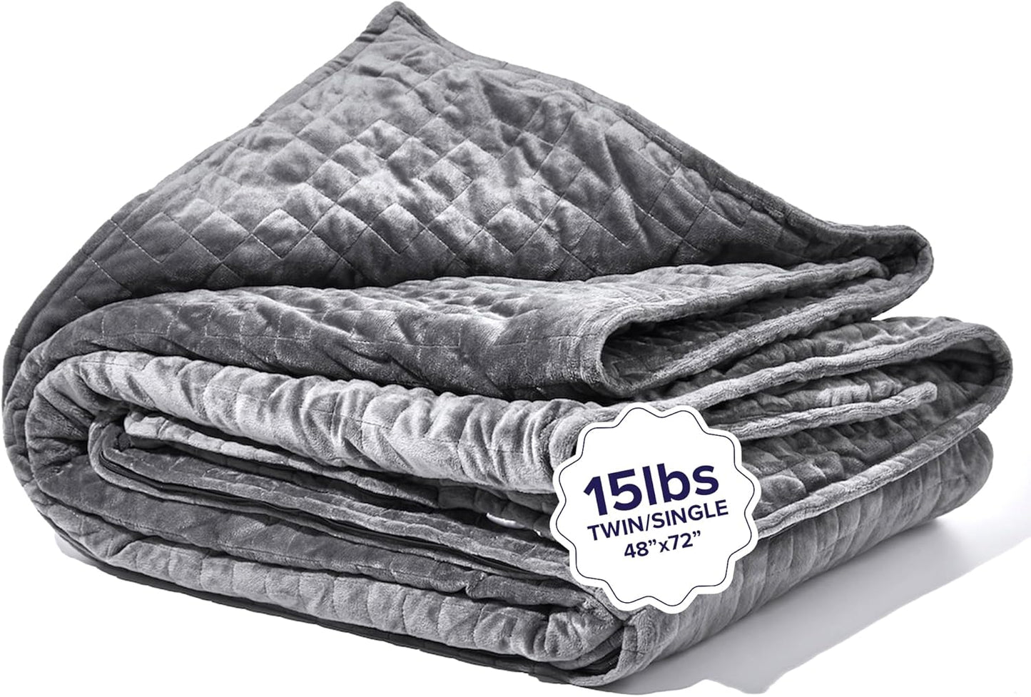 Weighted Blankets for Adults, 15Lbs Grey (48" X 72", Twin/Single) - Heavy Comfort Cotton Blanket with Glass Beads - Utra-Soft Premium Breathable Microfiber Duvet Cover - Machine Washable
