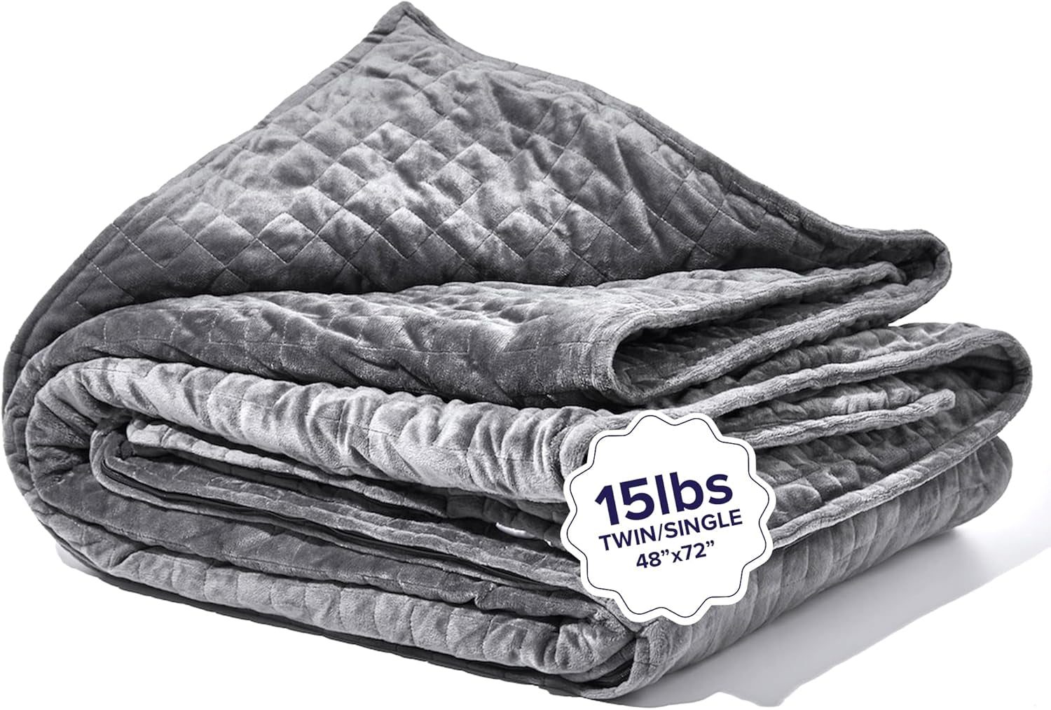 Weighted Blankets for Adults, 15Lbs Grey (48" X 72", Twin/Single) - Heavy Comfort Cotton Blanket with Glass Beads - Utra-Soft Premium Breathable Microfiber Duvet Cover - Machine Washable