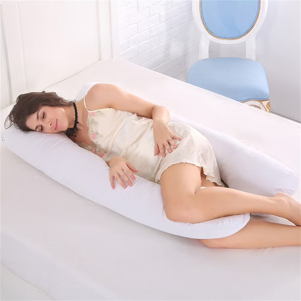 U Shaped Pregnancy Pillow, Full Body Pillow, Oversized, Belly Contoured White