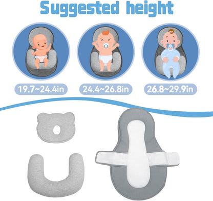 Reflux Pillow for Baby, Baby Lounger Pillow for Infant Support Cushion Reflux Breastfeeding Pillow, Babies Feeding Support Pillow for Reducing Spit-Up with Safety Strap