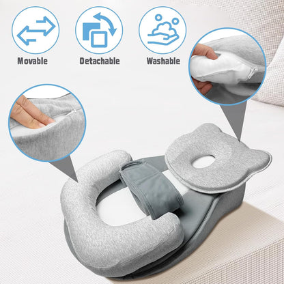 Reflux Pillow for Baby, Baby Lounger Pillow for Infant Support Cushion Reflux Breastfeeding Pillow, Babies Feeding Support Pillow for Reducing Spit-Up with Safety Strap