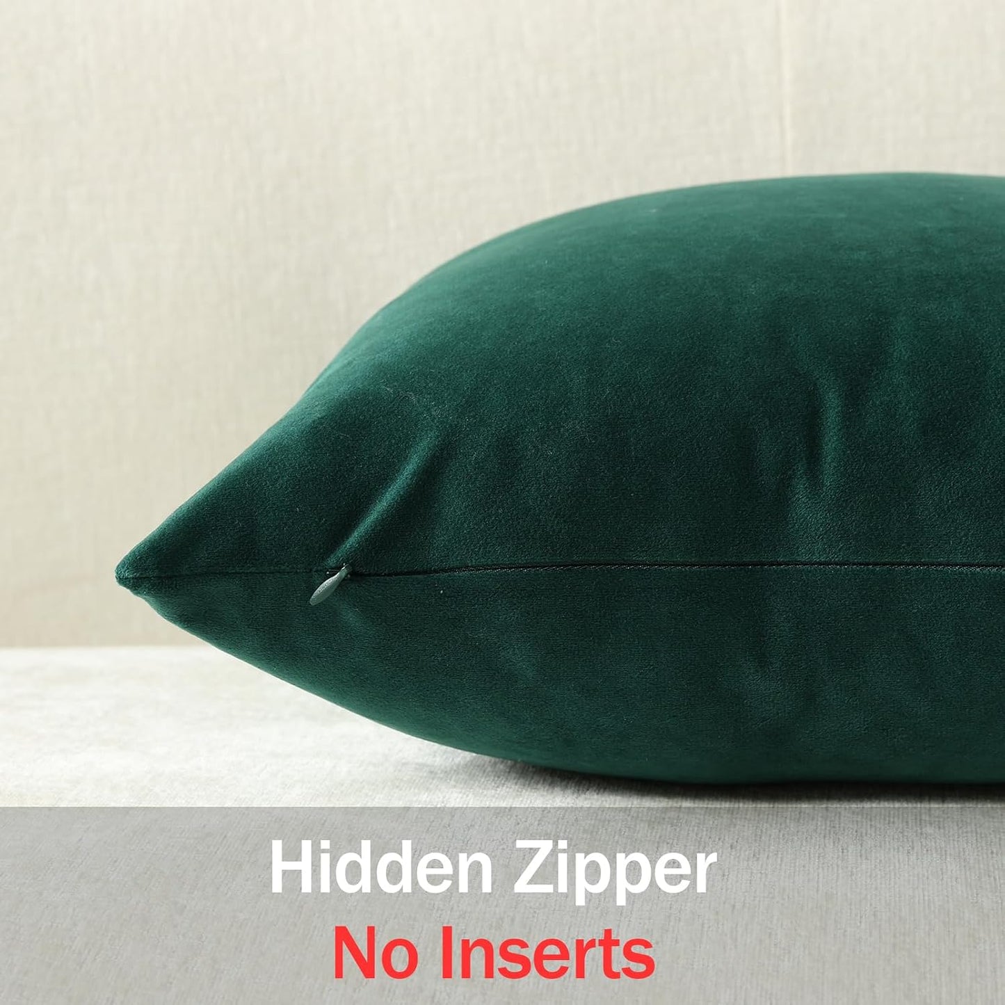 Euro Sham Covers 26X26 Green: Pack of 2 Cozy Soft Velvet Square Modern Luxury Decorative Throw Pillow Cases for Sofa Couch Living Room Bed Home Decor Christmas