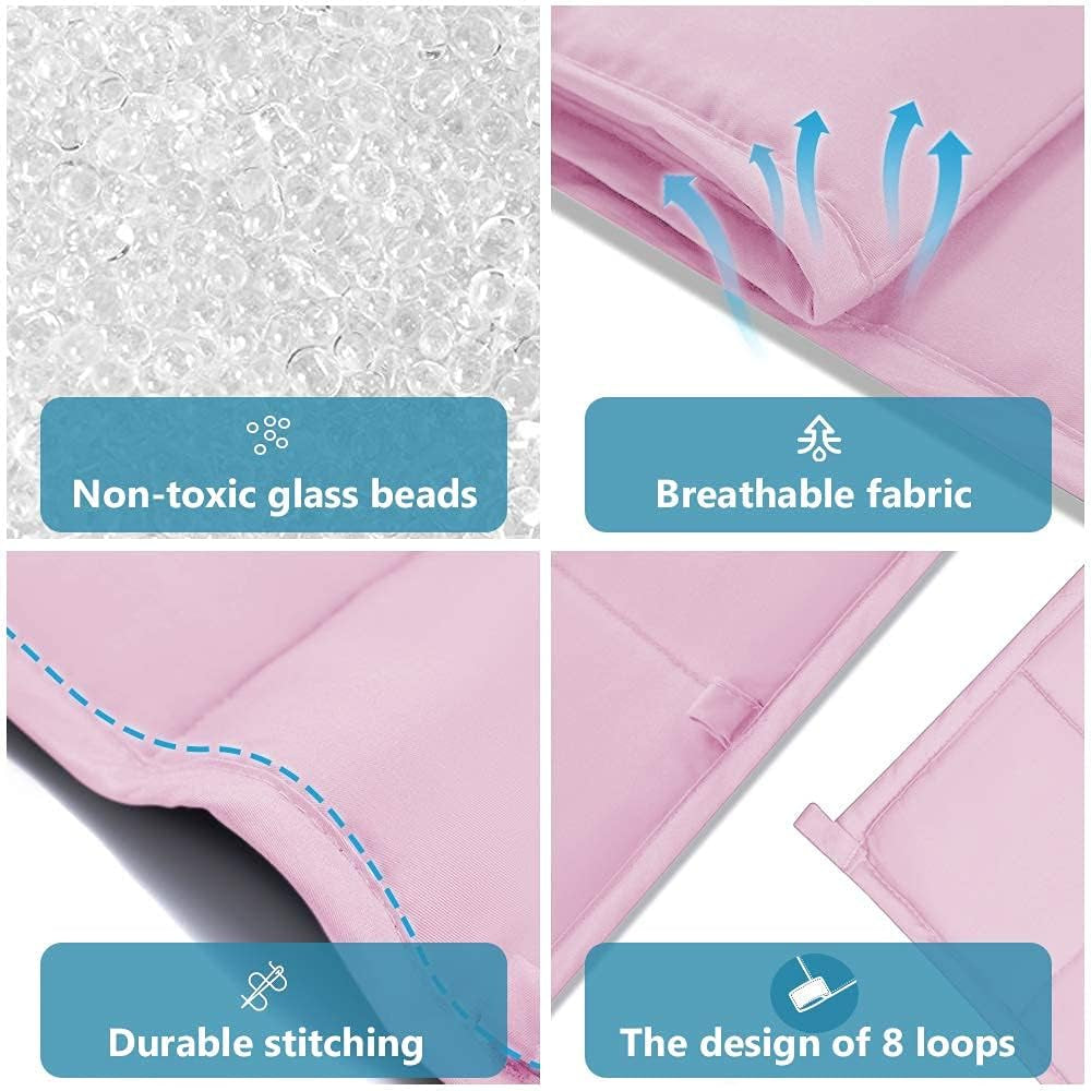 Queen Size Weighted Blanket Cooling 15 Pounds for Adults, 60"X80", Lovely Pink,Breathable Throw Heavy Blanket with Glass Beads