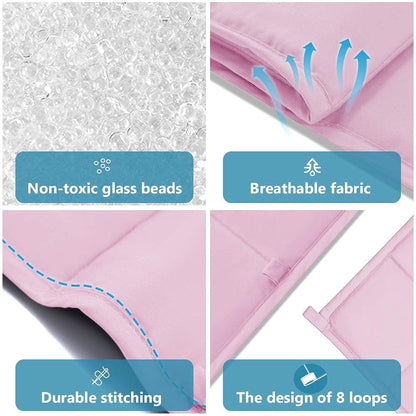 Queen Size Weighted Blanket Cooling 15 Pounds for Adults, 60"X80", Lovely Pink,Breathable Throw Heavy Blanket with Glass Beads