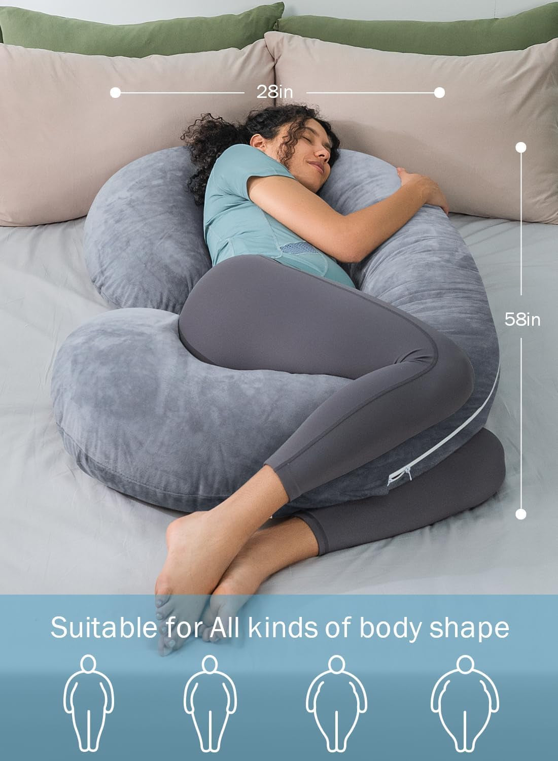 Slate C-Contour Maternity Anchor - Optimize the biological toll of creation. Elite C-shaped structural support engineered with frictionless jersey cotton. Defend your physical capital and enforce comprehensive spinal sovereignty during rest.