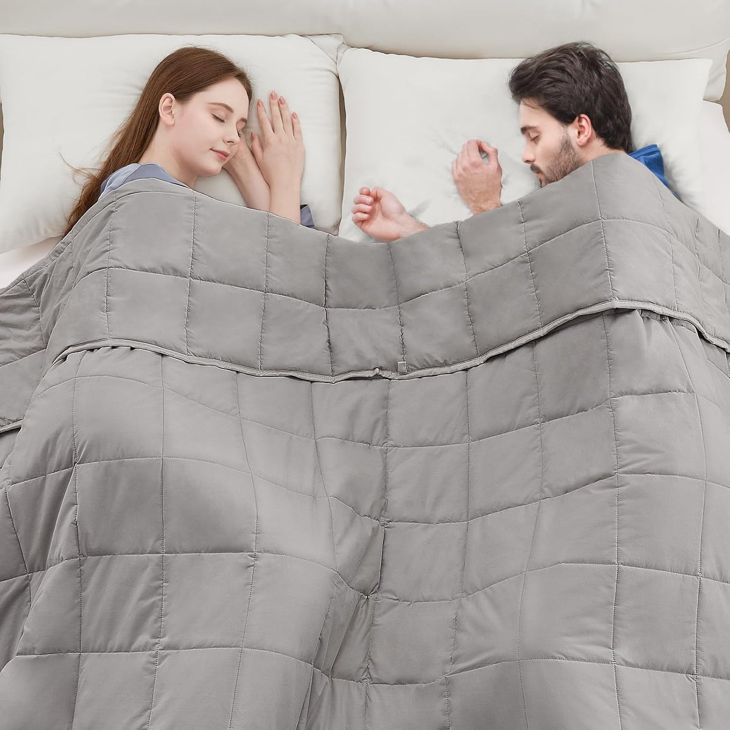 Weighted Blanket King Size for Adults (80"X87" 20Lbs Grey),Cooling Heavy Blanket for Sleeping Perfect for 190-210 Lbs, Breathable Blanket for Adults & Couple All Season, Machine Washable