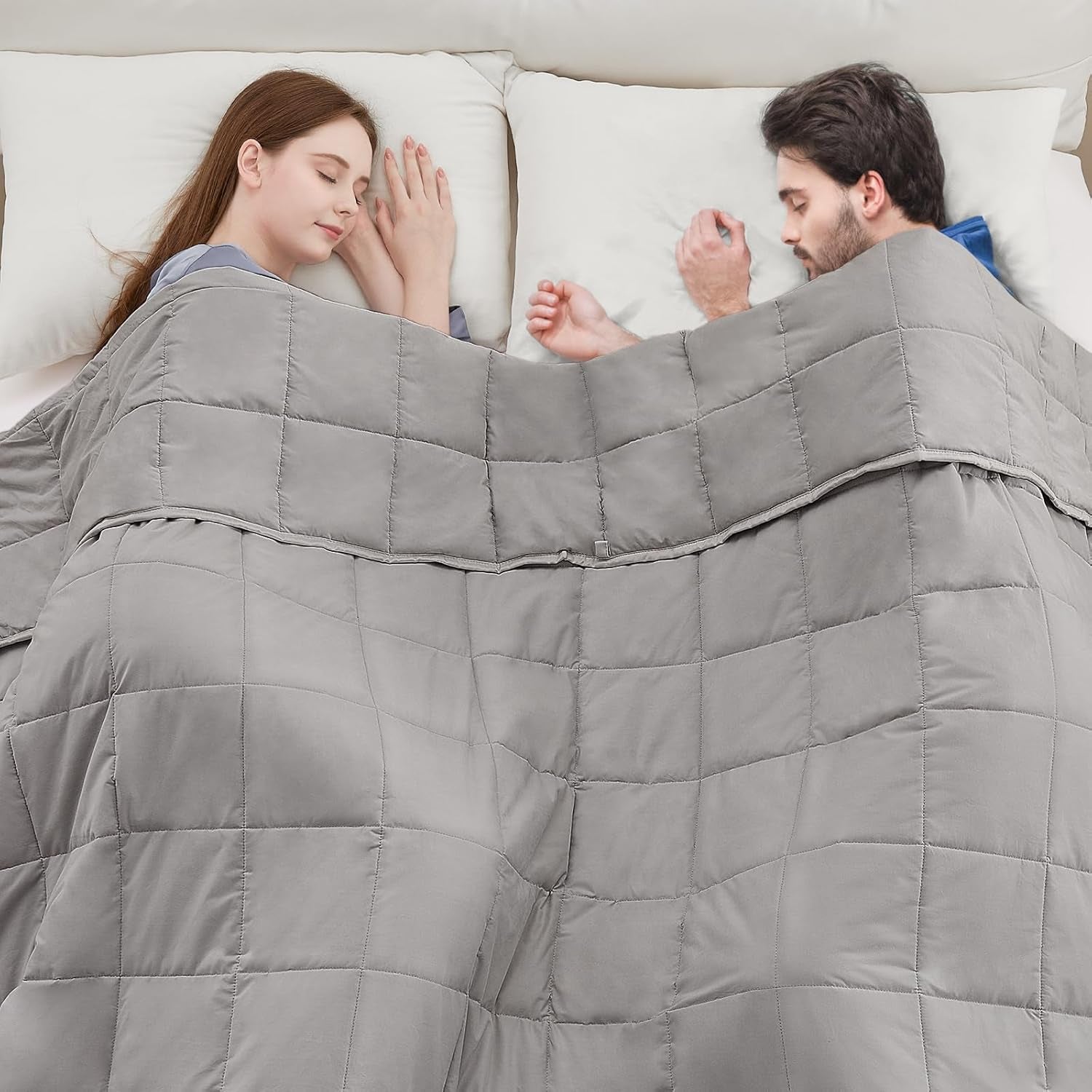 Weighted Blanket King Size for Adults (80"X87" 20Lbs Grey),Cooling Heavy Blanket for Sleeping Perfect for 190-210 Lbs, Breathable Blanket for Adults & Couple All Season, Machine Washable