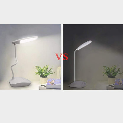 Flexible Desk Lamp Touch Dimmable Led Desk Lamp for Student Reading Bedside Night Light (Can Be Charged by Solar Panel or Android USB Cable or Power Bank) White-Single Lamp 2000Mah 5-15Hrs