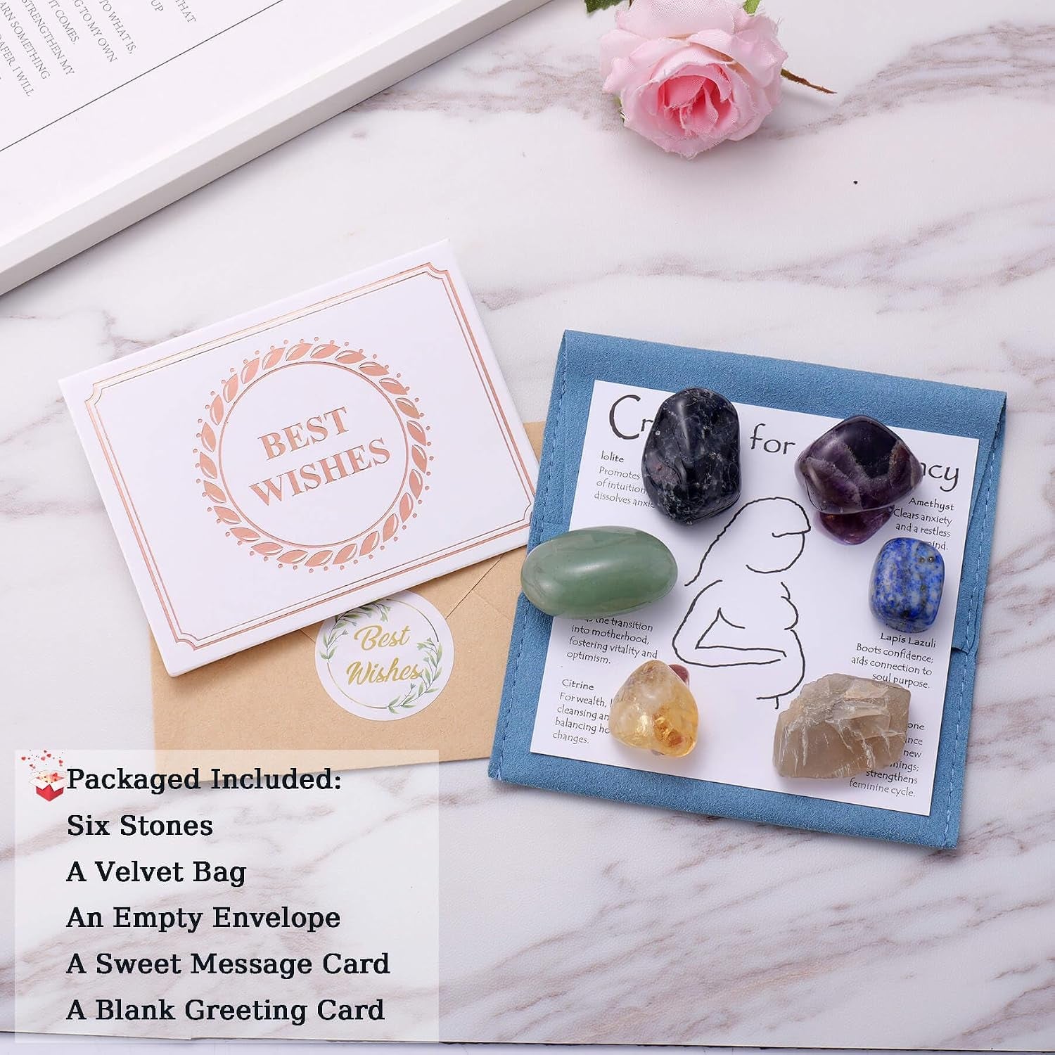 Pregnancy Crystals Set – Fertility Support Stones for Healthy Pregnancy, Hormone Balance, Anxiety Relief – Spiritual Gift for Expecting Mothers, New Mom or Mom to Be