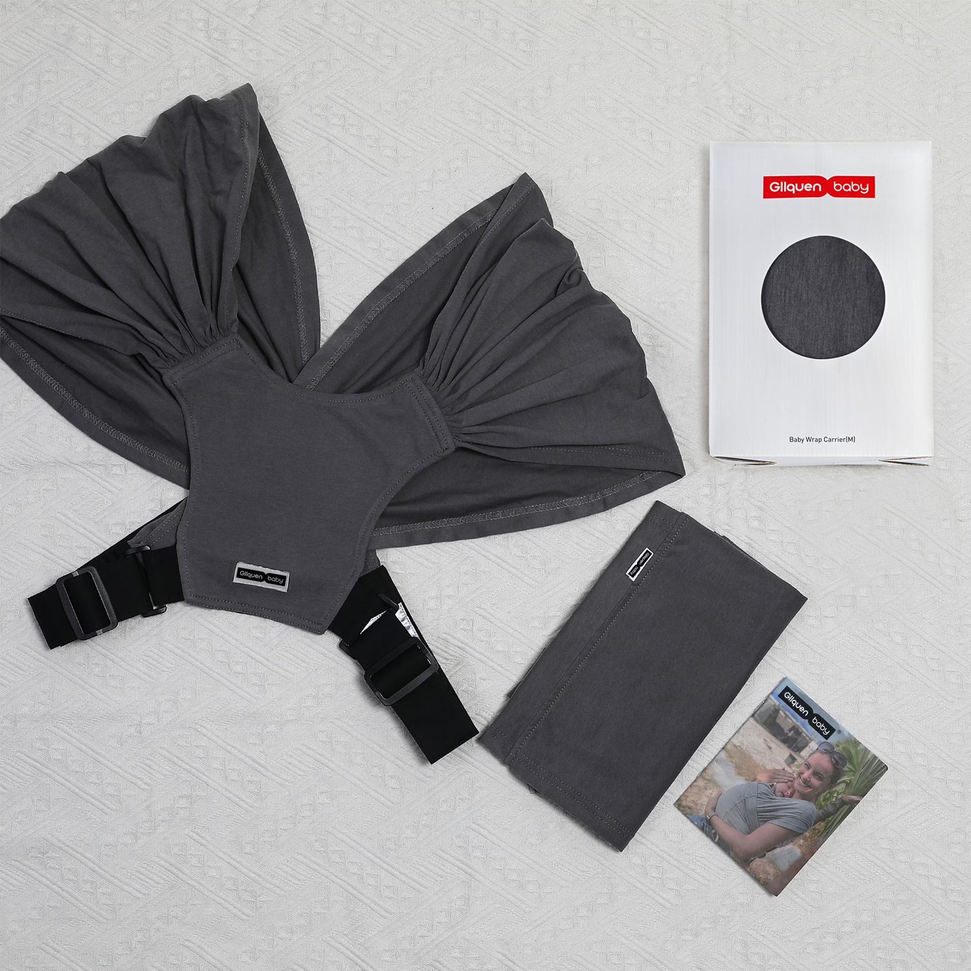 Gllquen Baby Wrap Carriers Organic Cotton Slings, for Toddlers, Infant, Newborn 35 Lbs, Dark Gray