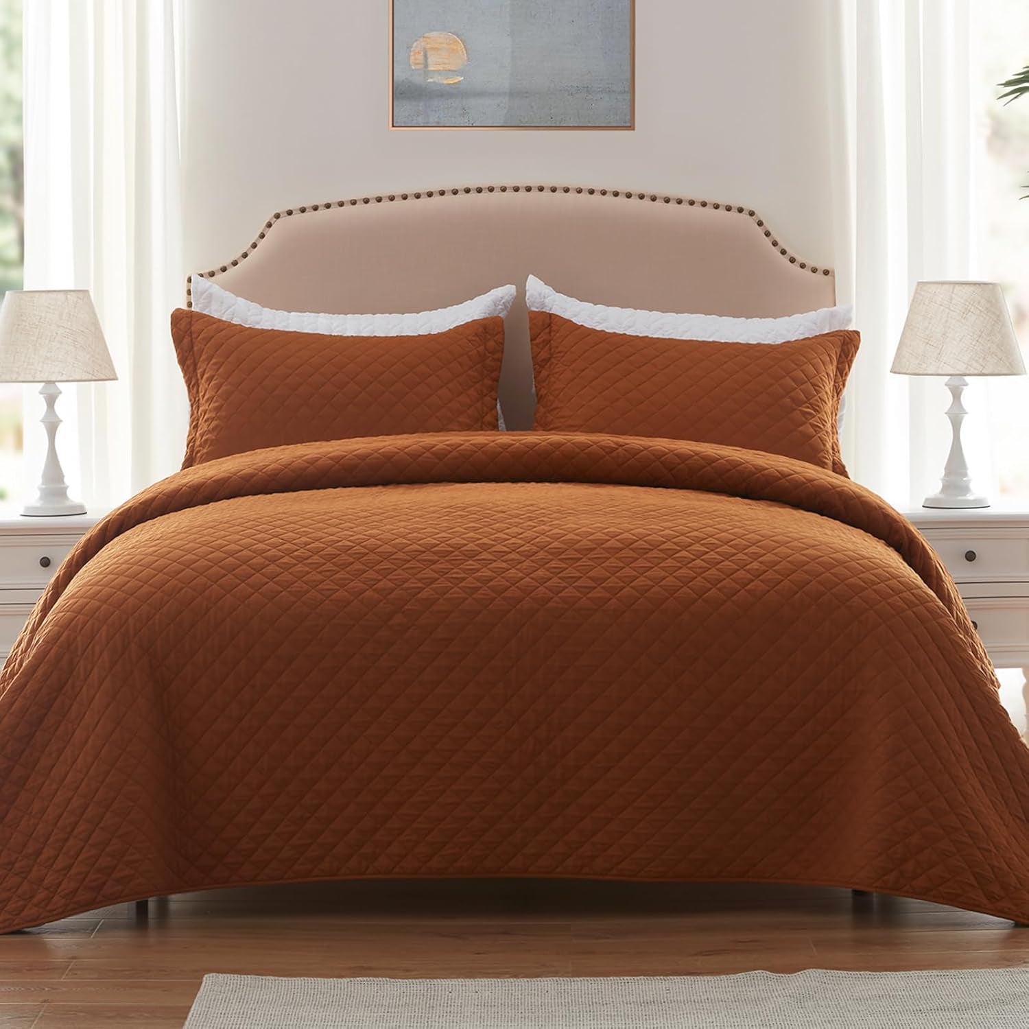 Rust Diamond 3-Piece Sanctuary - Ground your environment in earthy stability. A reversible, lightweight cognitive shield engineered for all-season thermal regulation. Reclaim your spatial asset with zero friction. Invest in your baseline.