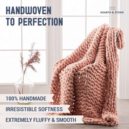 Blush Chenille Gravity Throw - Reclaim tactile sovereignty with 3.7 lbs of weighted sensory isolation. A handcrafted, heavy-knit shield designed to ground the nervous system and absorb the friction of the modern digital landscape.