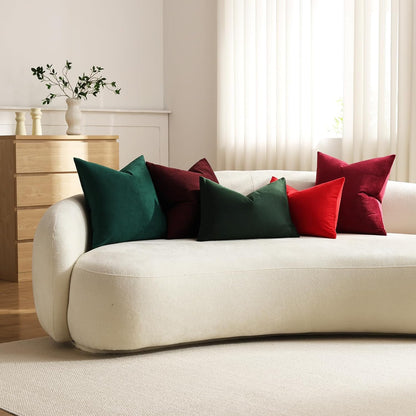 Euro Sham Covers 26X26 Green: Pack of 2 Cozy Soft Velvet Square Modern Luxury Decorative Throw Pillow Cases for Sofa Couch Living Room Bed Home Decor Christmas