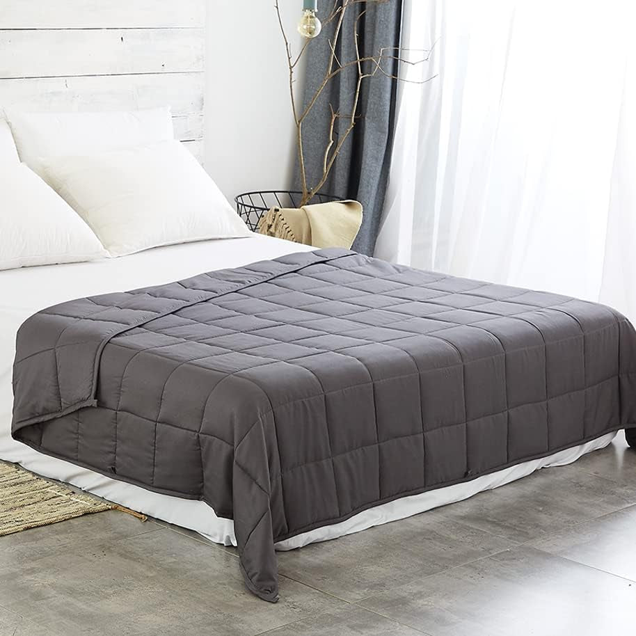 Weighted Blanket Queen Size (60''X80'' 20 Lbs, Dark Grey), Breathable Weighted Blanket for Adults, Cooling Heavy Blanket with Glass Beads