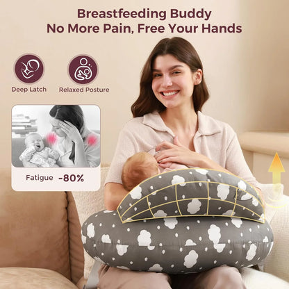 Original Nursing Pillow for Breastfeeding, More Support for Mom, Easier Nursing & Hand Free, Removable Cotton Cover