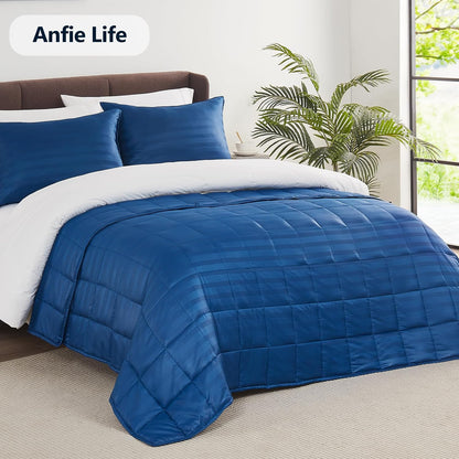 Weighted Blanket Queen/King Size (80"X87" 17Lbs),Ultra Soft and Cozy Cooling Weighted Blanket for Adult,Heavy Blanket with Machine Washable Soft Blanket, Navy Blue