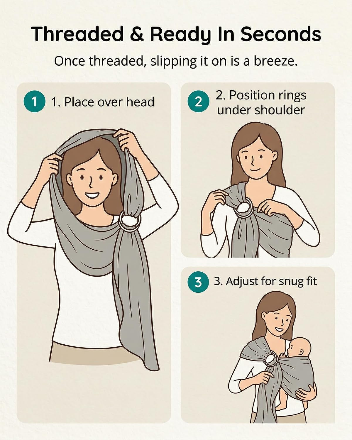 - Adjustable Baby Ring Sling & Carrier for Newborns, Infants & Toddlers - Soft Cotton Baby Wrap for Nursing, Infant Shower Gifts - Sling Carrier for 8-35 Lbs - Midnight