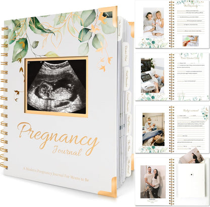 Pregnancy Journal for First Time Moms Gifts - 90 Pages Hardcover Pregnancy Memory Book, Beautiful & Cute Baby Book Keepsake, Ultrasound Baby Scrapbook, Mom to Be Gift (Alpine)