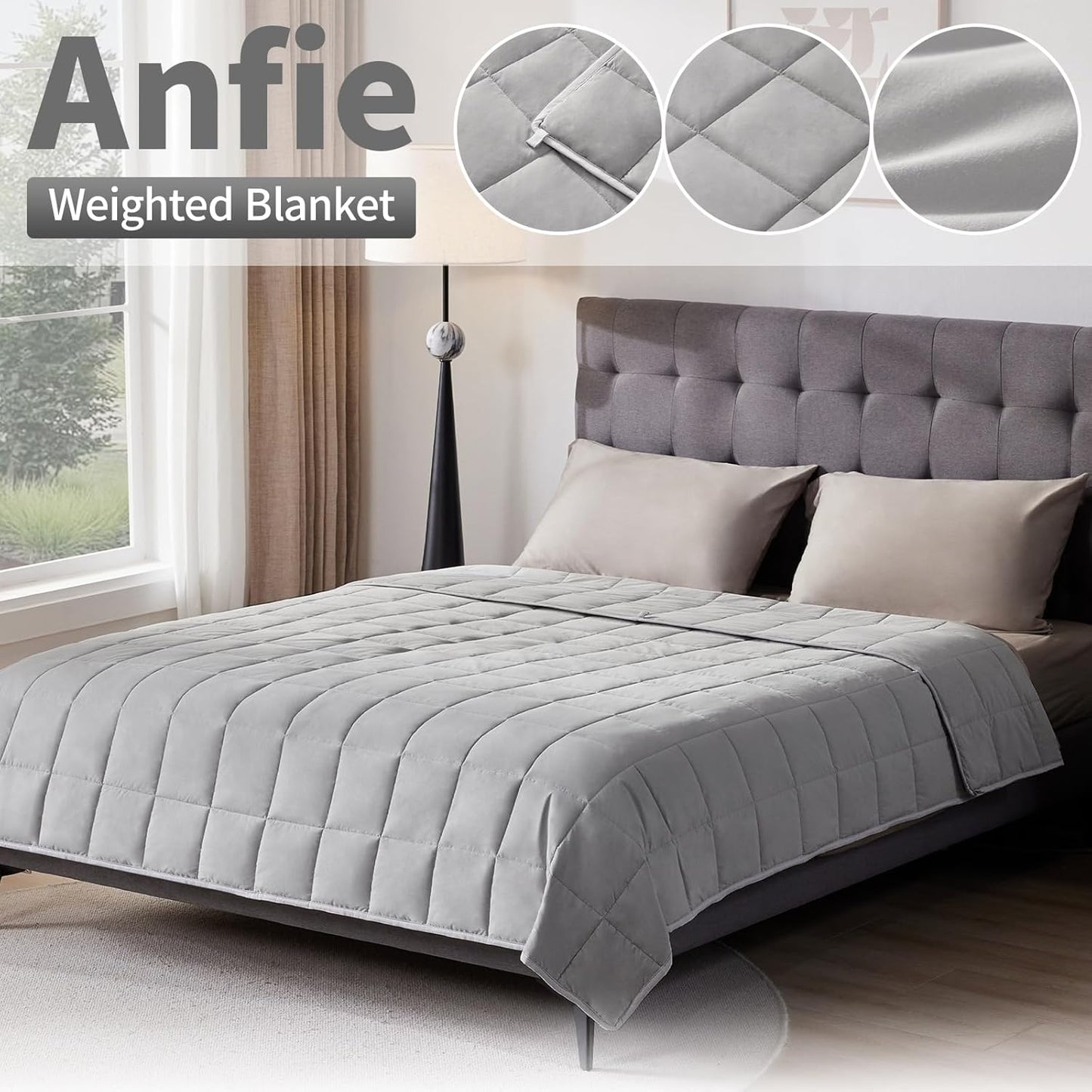 Weighted Blanket King Size for Adults (80"X87" 20Lbs Grey),Cooling Heavy Blanket for Sleeping Perfect for 190-210 Lbs, Breathable Blanket for Adults & Couple All Season, Machine Washable