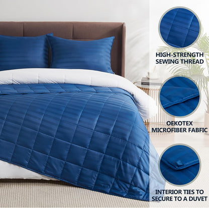 Weighted Blanket Queen/King Size (80"X87" 17Lbs),Ultra Soft and Cozy Cooling Weighted Blanket for Adult,Heavy Blanket with Machine Washable Soft Blanket, Navy Blue