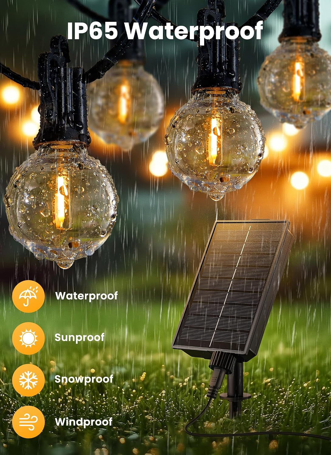 38FT 16LED Solar String Lights Outdoor with Remote & USB Port, Shatterproof Bulbs, Dimmable & Timable, 3 Modes, Patio Lights with Mount Clips for Backyard Garden Decor - Last for 36+Hrs
