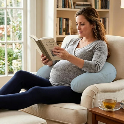 U-Shaped Nursing Pillow with Washable Cover,Blue | Ergonomic U-Shaped Breastfeeding Support Pillow for Mom and Baby, Featuring a Soft, Breathable and Washable Cover