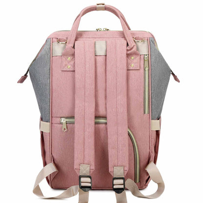 Diaper Bag Backpack, Multifunction Baby Bags, Large Capacity Nappy Changing Bags, Waterproof Travel Backpack,Stylish Durable, Hooks and Changepad, Pink Grey