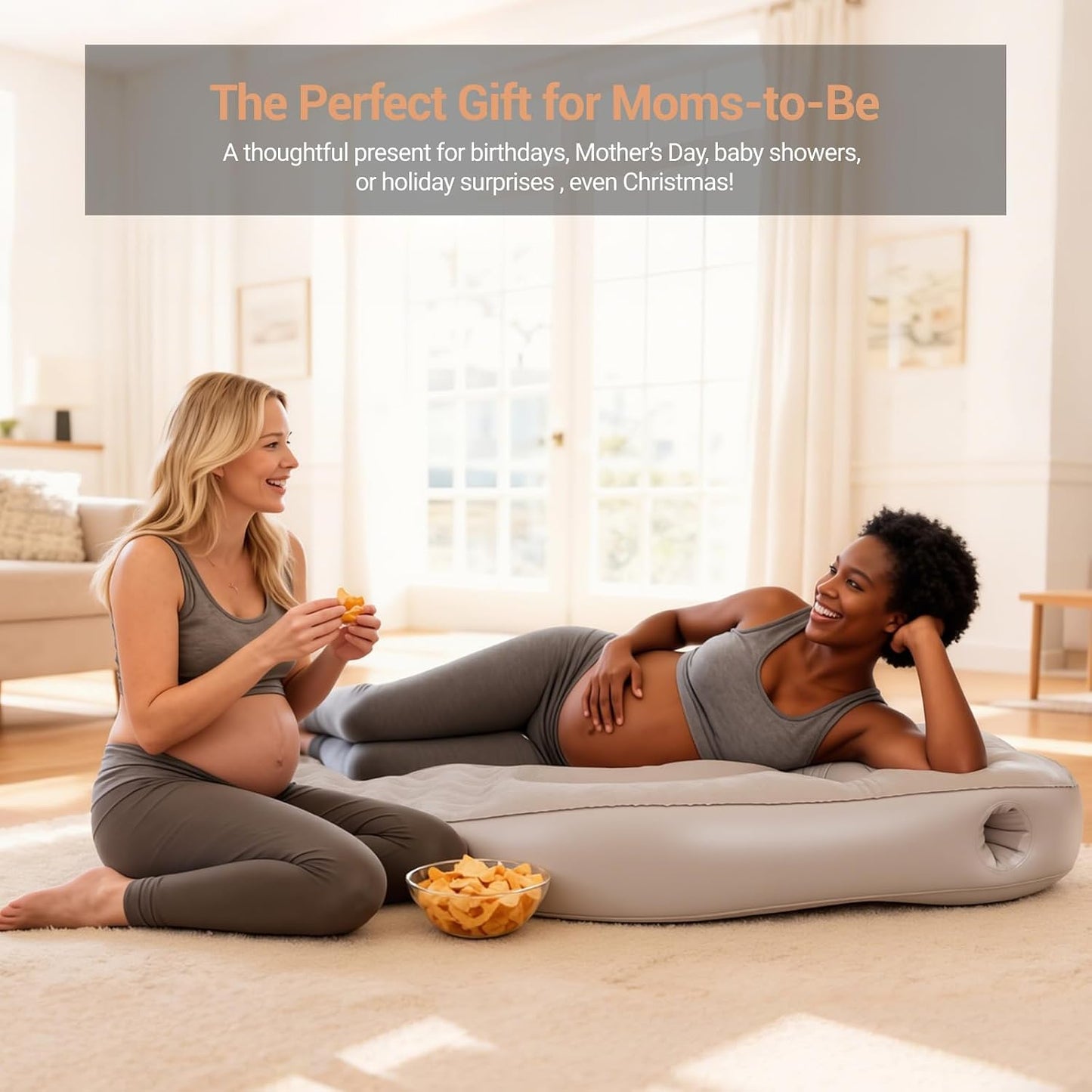 Inflatable Pregnancy Pillow with Belly & Head Hole, Prone Pregnancy Pillow for Stomach Sleepers, Belly Pillow Pregnancy Mattress for Pregnant Women, Maternity Airbed Pool Float for Tummy Massage