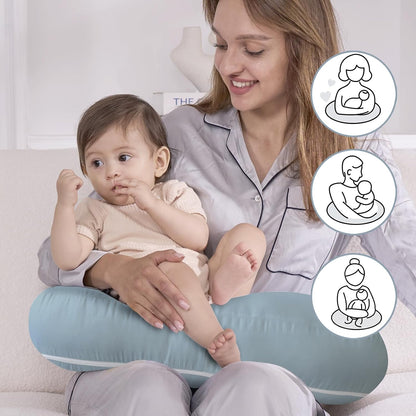 U-Shaped Nursing Pillow with Washable Cover,Blue | Ergonomic U-Shaped Breastfeeding Support Pillow for Mom and Baby, Featuring a Soft, Breathable and Washable Cover