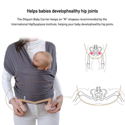 Gllquen Baby Wrap Carriers Organic Cotton Slings, for Toddlers, Infant, Newborn 35 Lbs, Dark Gray