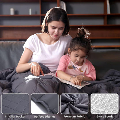 Weighted Blanket Queen Size (60''X80'' 20 Lbs, Dark Grey), Breathable Weighted Blanket for Adults, Cooling Heavy Blanket with Glass Beads