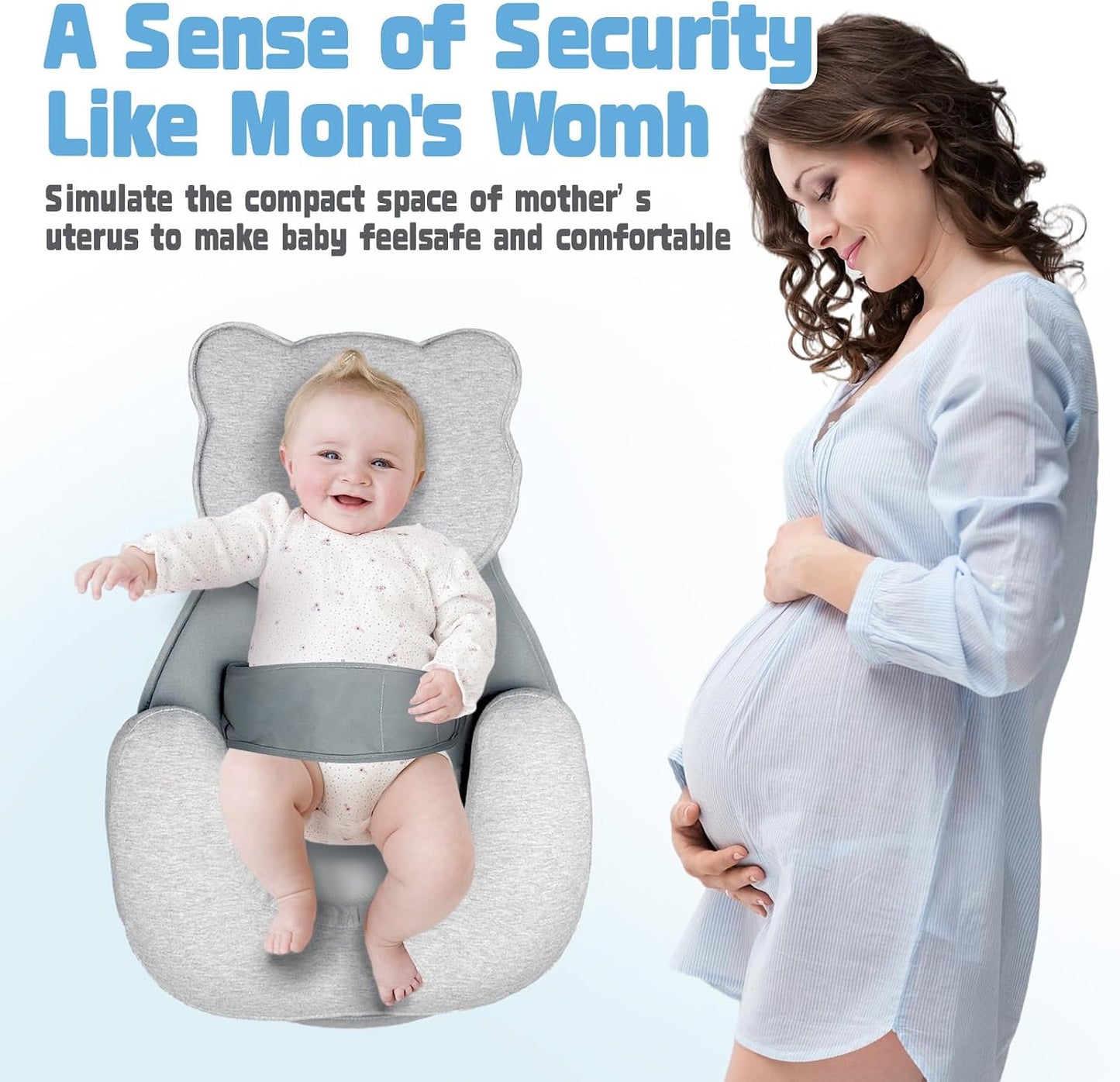 Reflux Pillow for Baby, Baby Lounger Pillow for Infant Support Cushion Reflux Breastfeeding Pillow, Babies Feeding Support Pillow for Reducing Spit-Up with Safety Strap